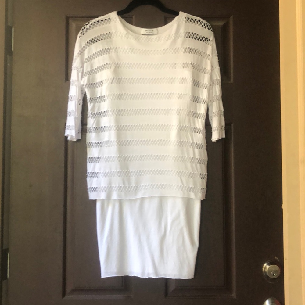White tank dress with tshirt overlay